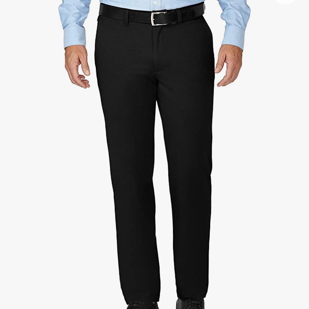 J.M. Haggar Men's Black Dress Pants Flat Front Formal Trousers Waist 32